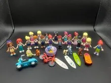 Lego Friends Minifigure Lot Animals Bike Surfboard As Is