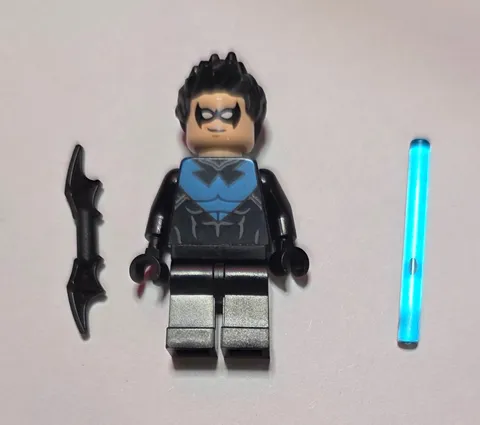 Lego Batman DC Minifigures Nightwing Black Suit Blue Emblem 