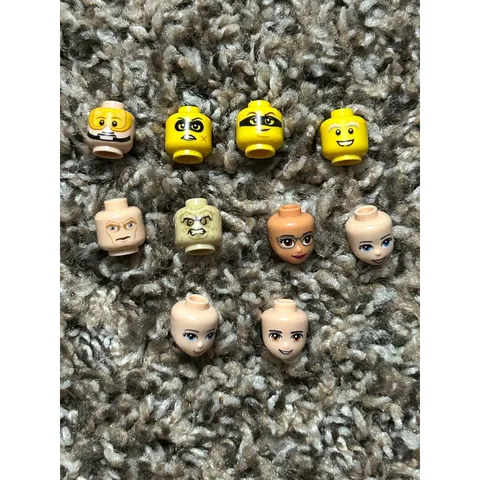 LEGO Minifigure Heads Lot 10pc Mixed Expressions Friends Star Wars Super Heroes