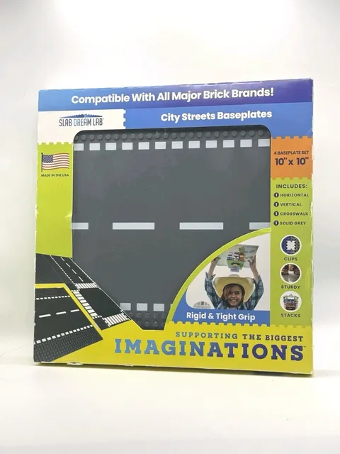 NEW Dream Lab City Streets 4 Baseplate Pack Compatible W/All Major Brick Brands