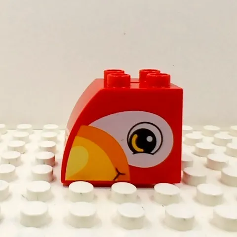 Lego Duplo Printed Brick 2x2 2" Parrot Face red multi-color (2sides)
