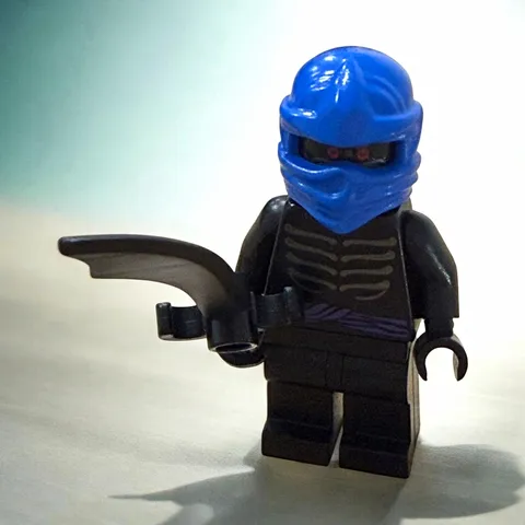 LEGO Ninjago w/ Blue Hood/Mask and Black Sword Scythe Weapon