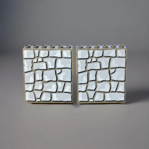 2x Lego Panel 4x6x6 Sloped Printed Gray Rock Wall 30156 30156px1