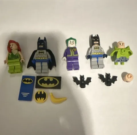 LEGO Batman Minifigure Lot: Batman, Joker, Poison Ivy w/ Stickers & Banana