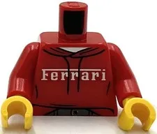 Lego New Minifig Red Minifig Torso Hoodie Black Drawstrings Stitching Ferrari