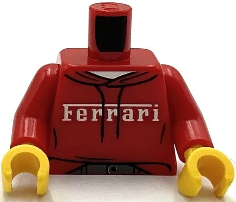 Lego New Minifig Red Minifig Torso Hoodie Black Drawstrings Stitching Ferrari