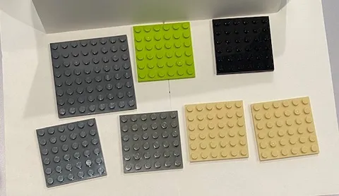 49 Lego Base Plate mixed lot square pc Gray, Blue, Red, Yellow, Black