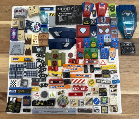Lego Lots assorted printed and stickered LEGO tiles