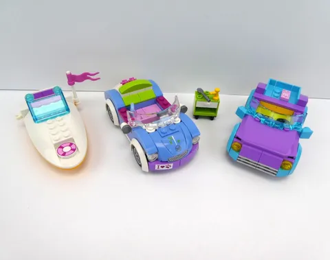 Lego Friends Vehicles: Stephanie's Convertible Mia's Roaster Olivia's Speed Boat