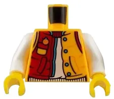Lego 80111 Minifig TORSO Bright Lt Orange Red Jacket Chinese Logogram Part D313