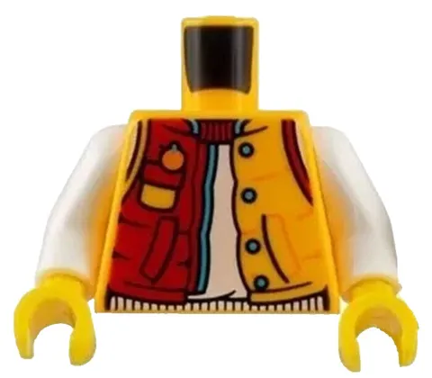 Lego 80111 Minifig TORSO Bright Lt Orange Red Jacket Chinese Logogram Part D313