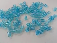 Lego x100 New Trans-Light Blue Cone 1 x 1 with Top Groove # 4589b Parts Lot