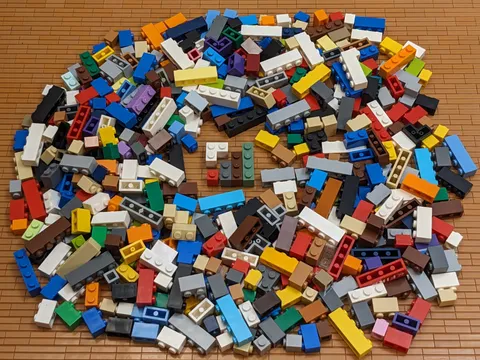 475pcs LEGO Mixed Color Bricks Bulk Lot 1x1 1x2 1x3 1x4 2x2 Corner Cleaned MOC