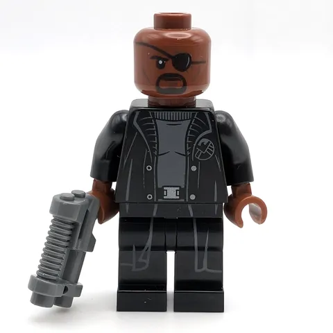 LEGO Marvel Nick Fury Minifigure, Minifig, Avengers, Figure ID SH0585b
