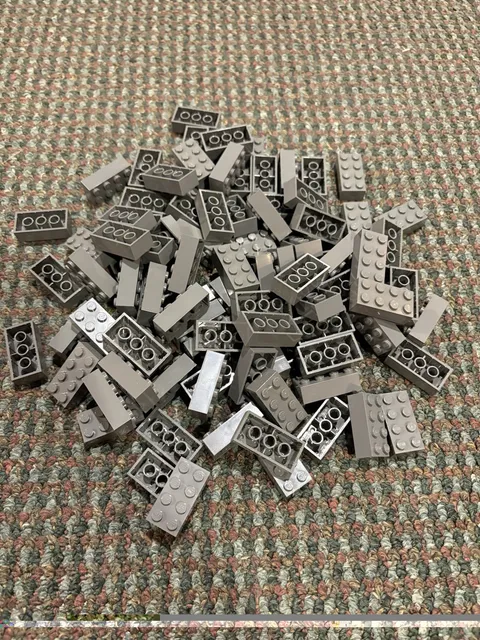 LEGO Gray 2x4 Bricks Lot of 100 Genuine Building Pieces Bulk Used