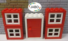 A7/12) LEGO 4x 4132 Window 2x4x3 Red Grille White Door 4130 4131 White Red 2x4x5
