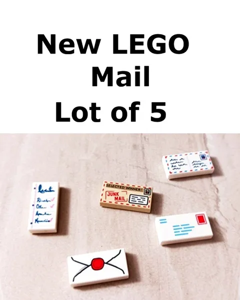 New LEGO Mail Lot of 5 Letter All Printed 1x2 Assorted Styles Mailbox Surprises