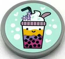 Lego New Light Bluish Gray Tile Round 3 x 3 with Bubble Tea with Cream Part