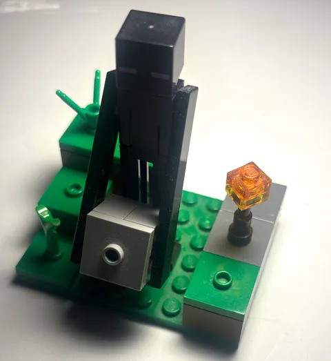 Rare LEGO Minecraft Enderman minifigure with diorama base as shown here