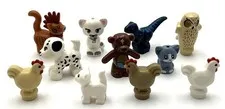 Lego New White Cat Rooster Tan Owl Rooster Chicken Dinosaur Dog Minifigures