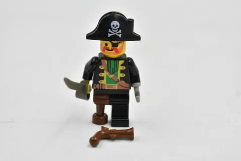 LEGO Minifigure 1980s / 1990s Pirate Ship Captain Red Beard pi055 + Gray Cutlass