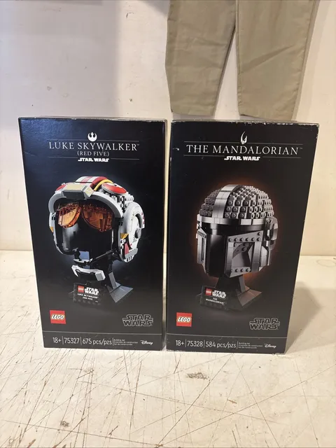 NIB LEGO Star Wars Luke Skywalker (Red Five) Helmet Collection 75327 & 75328