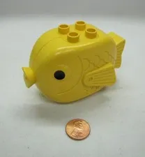 Vintage Lego Duplo LARGE YELLOW FISH w/ 4 Studs Black Eyes Creature Ocean 1989