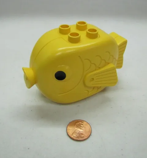 Vintage Lego Duplo LARGE YELLOW FISH w/ 4 Studs Black Eyes Creature Ocean 1989