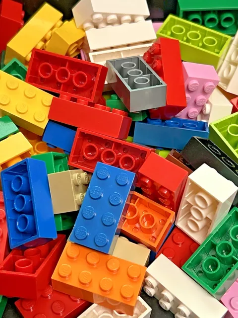 LEGO 2x4 Bricks - 100 Pieces - Mixed Colors Part 3001 - Bulk Lot Building Blocks