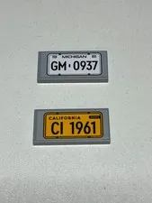 LEGO Corvette C1 10321 Printed License Plate Tiles GM 0937 & CI 1961 Genuine