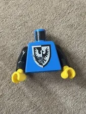 Lego Blue Minifigure Torso Castle Black Falcon Shield Castle Knight Damaged