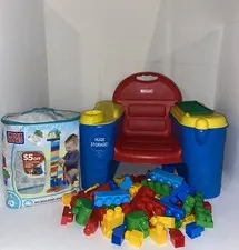 Lego Duplo Chair with Storage by Kolcraft + Bag of 80 Blocks RARE! *Great Gift!*