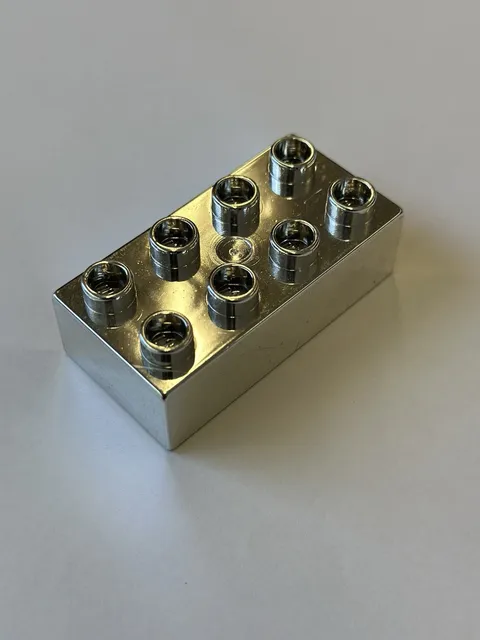 Lego Duplo Brick In Chrome, 100 Years Lego Special Brick 2x4 Studs RARE