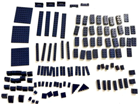 LEGO Dark Blue Parts & Pieces Lot - 117 Pcs Bulk Bricks Plates Slopes MOC