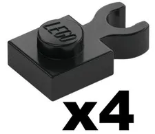 Lego NEW Plate with Open O Clip  1 x 1  Modified Piece Qty 4 Part 4085 BK1