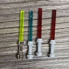 Lot Of 4 Lego Lightsabers | 1 Chrome Hilt | Red Blue Green