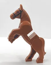 Lego Horse Dark Orange Moveable Legs w/Black Eyes & Bridle #10352c01pb08