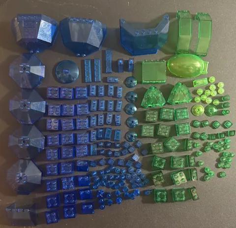 LEGO Trans Blue & Green Transparent Parts Lot Canopy Windscreen Panels