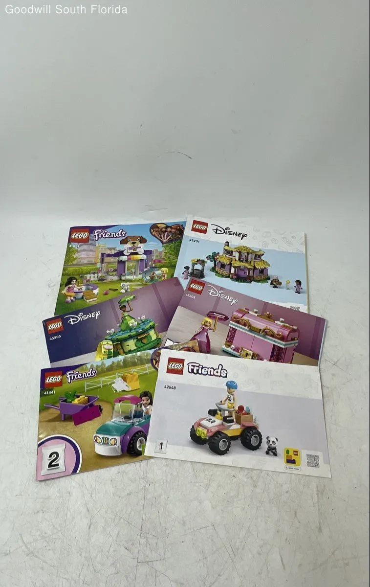 Lot Of 6 Pcs Assorted Lego Friends & Disney Mixed Instruction Manuals For Age 3+
