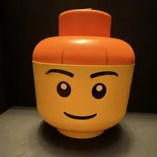 LEGO Minifigure Storage Head Container with Lid, Yellow & Orange