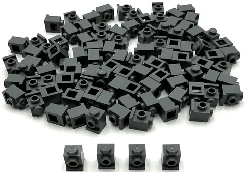 Lego 100 New Dark Bluish Gray Bricks Modified 1 x 1 with Headlight Pieces