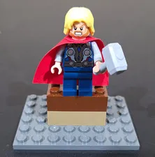 LEGO Thor Minifigure w/ Hammer, Red Cape & Blonde Hair, Age 5+ (Thor Set)