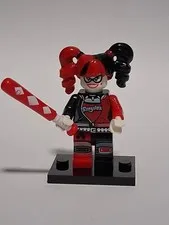 Harley Quinn Custom- Lego Minifigure-Dc Superheroes Villan Red 80s Inspired Rare