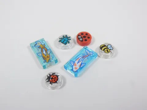 LEGO 6 Printed Animal Tiles Fish Ladybug Beetle Bee S3