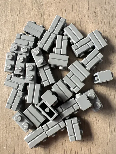 LEGO 98283 Dark Bluish Gray Brick, Modified 1 x 2 with Masonry Profile 33 Pieces