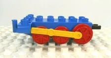 Lego Duplo Train Engine Base 2x6 w/ yellow drive shaft blue w/ red wheels