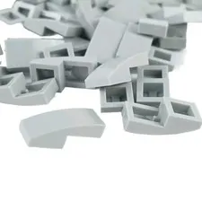 100 Pieces NEW LEGO Light Bluish Grey Slope 1 x 2 Curved 11477 / 17134 MOC Lot