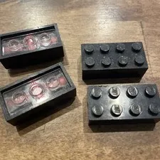 Lego Lot of 4 2x4 Brick Black Wheel Hub 7049
