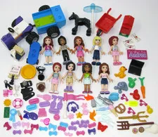 Lego Friends 9 Minifigures Lot Animals Tractor Accessories Pony Foal Food Dishes