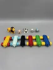Lego DUPLO Lot W/ 2 x 6 Car Vehicle Train Base Multicolor Replacement & Animals